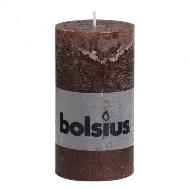 Valcová sviečka Bolsius Rustic, 130/68mm - tm.hnedá