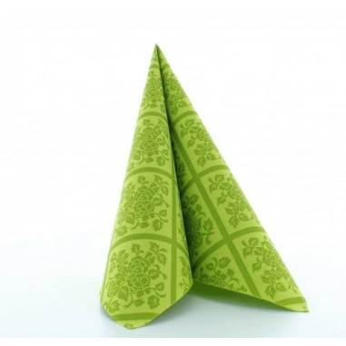 Servítky z netkanej textílie Damast kiwi zelené, 40x40 cm, Mank