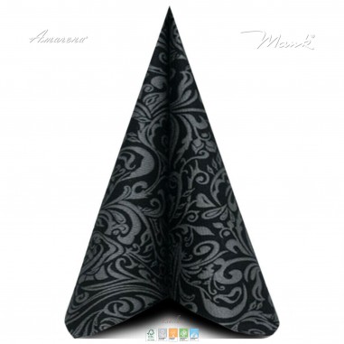 Svadobné servítky z netkanej textílie Lias čierno-strieborné , 40 x 40 cm,Mank
