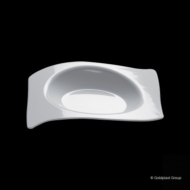 Fingerfood plastový tanierik Flat, 8cmx6,6cm, biely