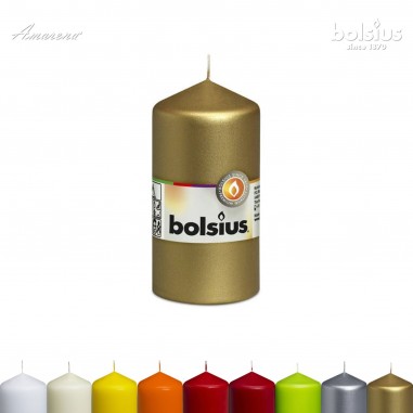 Zlatá valcová sviečka 120/60 mm, Bolsius