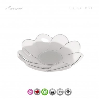 Plastový tanierik na chuťovky - sedmokráska ø8,5cm, číry