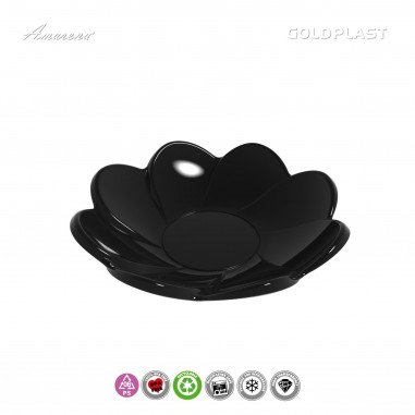 Plastový tanierik na chuťovky - sedmokráska ø8,5cm, čierny