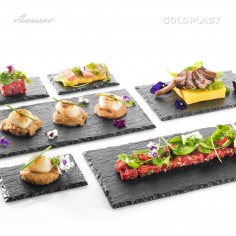 Plastový podnos Rock na fingerfood v imitácii kameňa 300x158mm