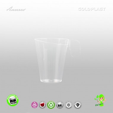 Dizajnové plastové šálky na kávu, transparentné