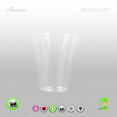 Dizajnové plastové šálky na kávu, cappuccino - transparentné