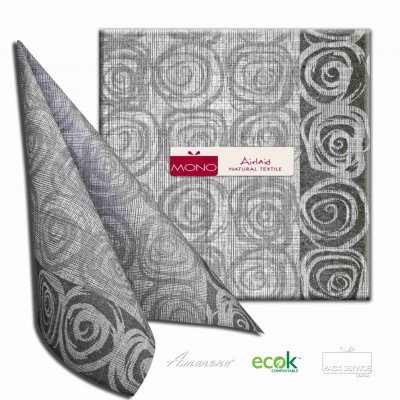 Servítky z netkanej textílie Rossella Nero, 40x40cm, Pack Service