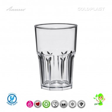 Koktailový plastový pohár GRANITY, nerozbitný, objem 0,3l, číry