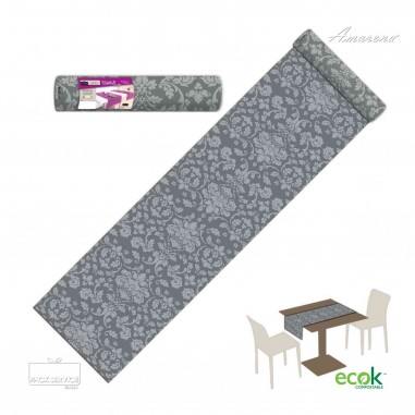 Šerpa na stôl Victoria Grigio, šedá vzorová z netkanej textílie, 40cm x 24m, Pack Service