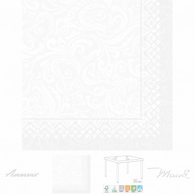 Slávnostné servítky papierové biele Lias,3-vrstvové,40x40cm, Mank