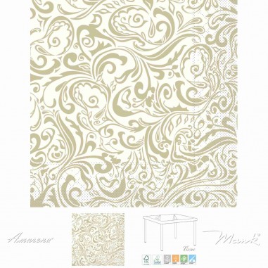 Slávnostné servítky papierové bledo-krémové Lias, 3 vrstvové, 40x40cm - Mank