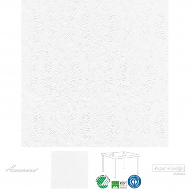 Slávnostné reliéfne papierové servítky Moments Ornament Biele, 40x40cm, Paper+Design
