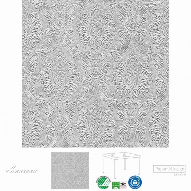 Slávnostné reliéfne papierové servítky Moments Ornament Strieborné, 40x40cm, Paper+Design