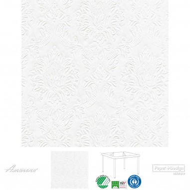 Slávnostné reliéfne papierové servítky Moments Ornament Biele, 33x33cm, Paper+Design