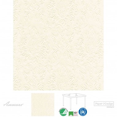 Slávnostné reliéfne papierové servítky Moments Ornament Krémové, 33x33cm, Paper+Design