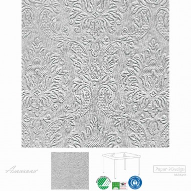 Slávnostné papierové servítky Moments Ornament Strieborné, 25x25cm, Paper+ Design