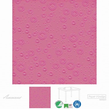 Papierové servítky Moments UNI Tmavá ružová, s reliéfnou potlačou, 33x33cm, Paper+Design