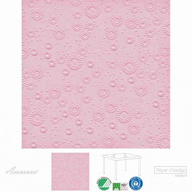 Papierové servítky Moments UNI  Ružová, s reliéfnou potlačou, 33x33cm, Paper+Design
