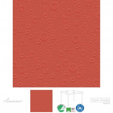 Papierové servítky Moments UNI  Červené, s reliéfnou potlačou, 33x33cm, Paper+Design