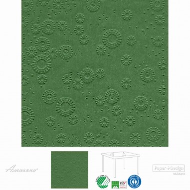Papierové servítky Moments UNI Tmavá zelená, s reliéfnou potlačou, 33x33cm, Paper+Design