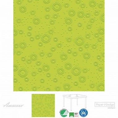 Papierové servítky Moments UNI Kiwi zelená, s reliéfnou potlačou, 33x33cm, Paper+Design