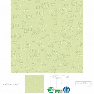 Papierové servítky Moments UNI Svetlo zelené, s reliéfnou potlačou, 33x33cm, Paper+Design