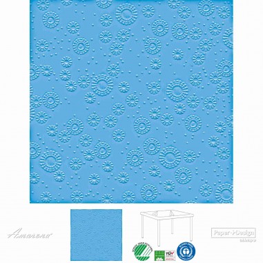 Papierové servítky Moments UNI Aqua modré, s reliéfnou potlačou, 40x40cm, Paper+Design