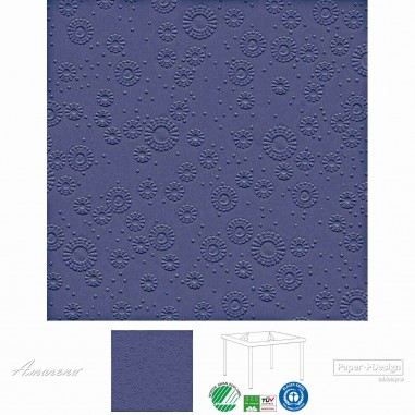 Papierové servítky Moments UNI Tmavo modré, s reliéfnou potlačou, 40x40cm, Paper+Design