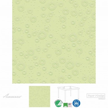 Papierové servítky Moments UNI Svetlo zelené, s reliéfnou potlačou, 40x40cm, Paper+Design