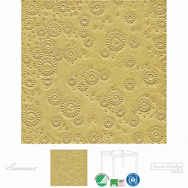 Papierové servítky Moments UNI Zlaté, s reliéfnou potlačou, 40x40cm, Paper+Design