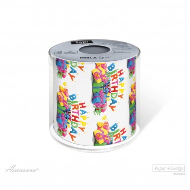 Toaletný papier Happy B-day, 3 vrstvový, darčekové balenie, Paper+Design