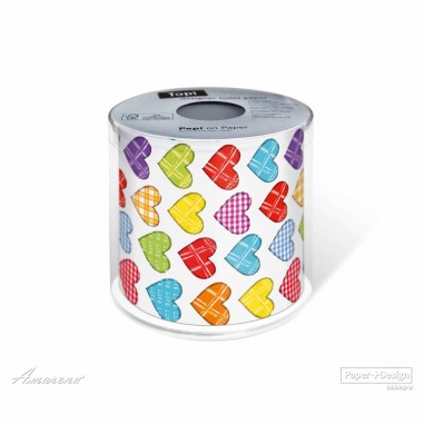 Toaletný papier Colourful hearts, 3 vrstvový, darčekové balenie, Paper+Design