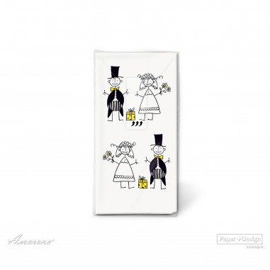 Svadobné papierové vreckovky 4vrstvové, Just Married - Paper+Design