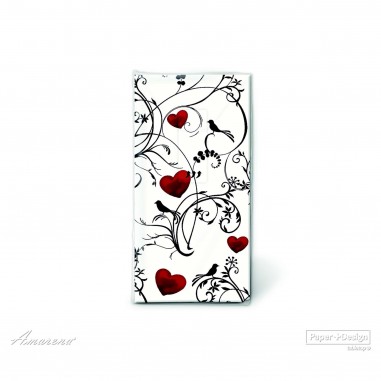 Papierové vreckovky 4vrstvové, dizajnové, Ornament with hearts - Paper+Design