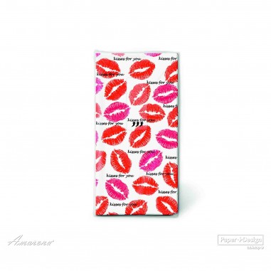 Papierové vreckovky 4vrstvové, dizajnové, Kisses all over- Paper+Design