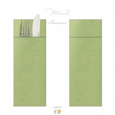 Príborník, obal na príbor papierový Softpoint, jednofarebný olivovo zelený, 40x33cm, Mank