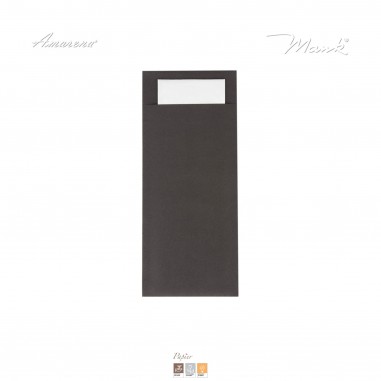 Vrecko na príbor papierové so servítkom čierne, 20x8,5cm, 500 ks, Mank