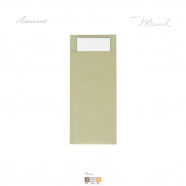 Vrecko na príbor papierové so servítkom olivovo zelené, 20x8,5cm, 500 ks, Mank