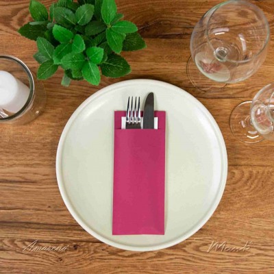 Vrecko na príbor papierové so servítkom bordové, 20x8,5cm, Mank