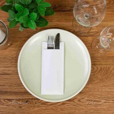 Vrecko na príbor papierové so servítkom biele, 20x8,5cm, Mank 2