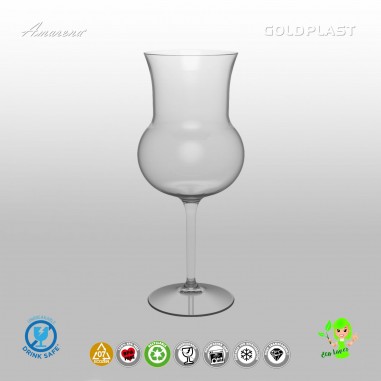 BIOplastový pohár na sekt, víno, koktail, nerozbitný, 427ml, transparentný