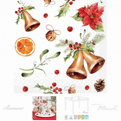 Vianočné servítky Marianne papierové, 33x33cm, Mank