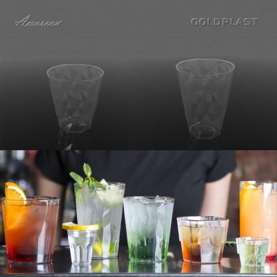 Plastové poháre s ryskou 160 ml, transparentné, 50ks