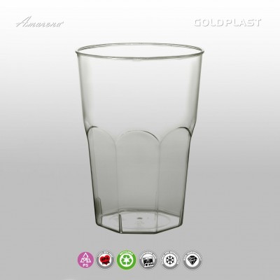 Plastové koktailové poháre 420 ml, transparentné, 20 ks