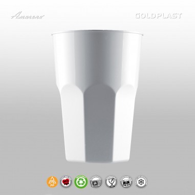 Plastové koktejlové poháre, nerozbitné, 420ml, biele