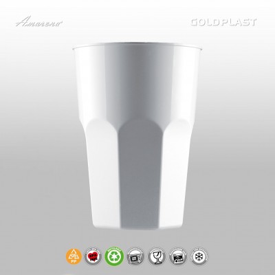 Plastové koktejlové poháre, nerozbitné, 420ml, biele