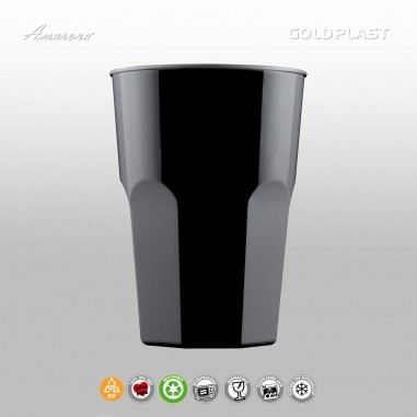 Plastové koktejlové poháre, nerozbitné, 420ml, čierne