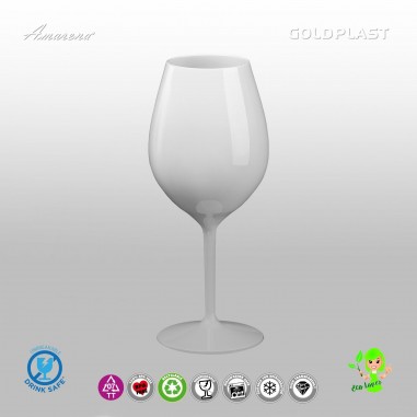 Plastový pohár na biele a ružové víno, koktejl 510ml - nerozbitný, biely