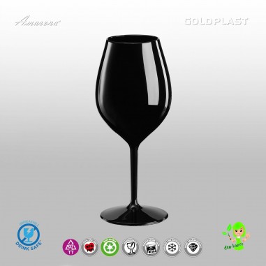 Plastový pohár na biele a ružové víno, koktejl 510ml - nerozbitný, čierny
