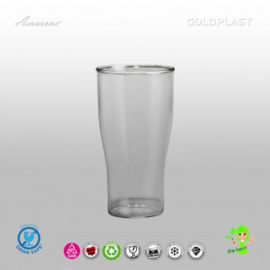 Plastový pohár na pivo BIRRA 350ml, nerozbitný, transparentný